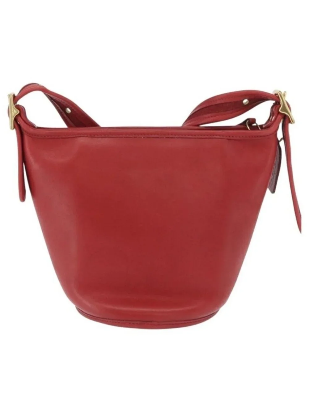 Authentic Coach Shoulder Bag Leather Red Gold